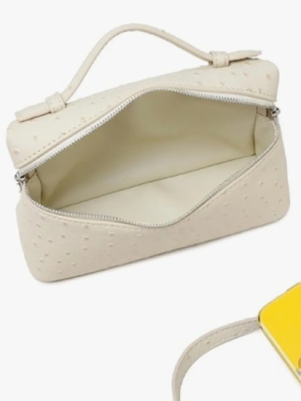 Extra Pocket Mini Pouch in white vegan ostrich leather with gold hardware - NWT